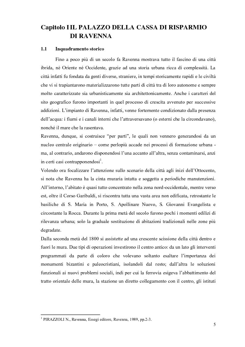 Anteprima della tesi: Cassa di Risparmio di Ravenna, edificio emblematico della cultura unificatrice dell’Italia di fine Ottocento: studio diagnostico dei prospetti, Pagina 5