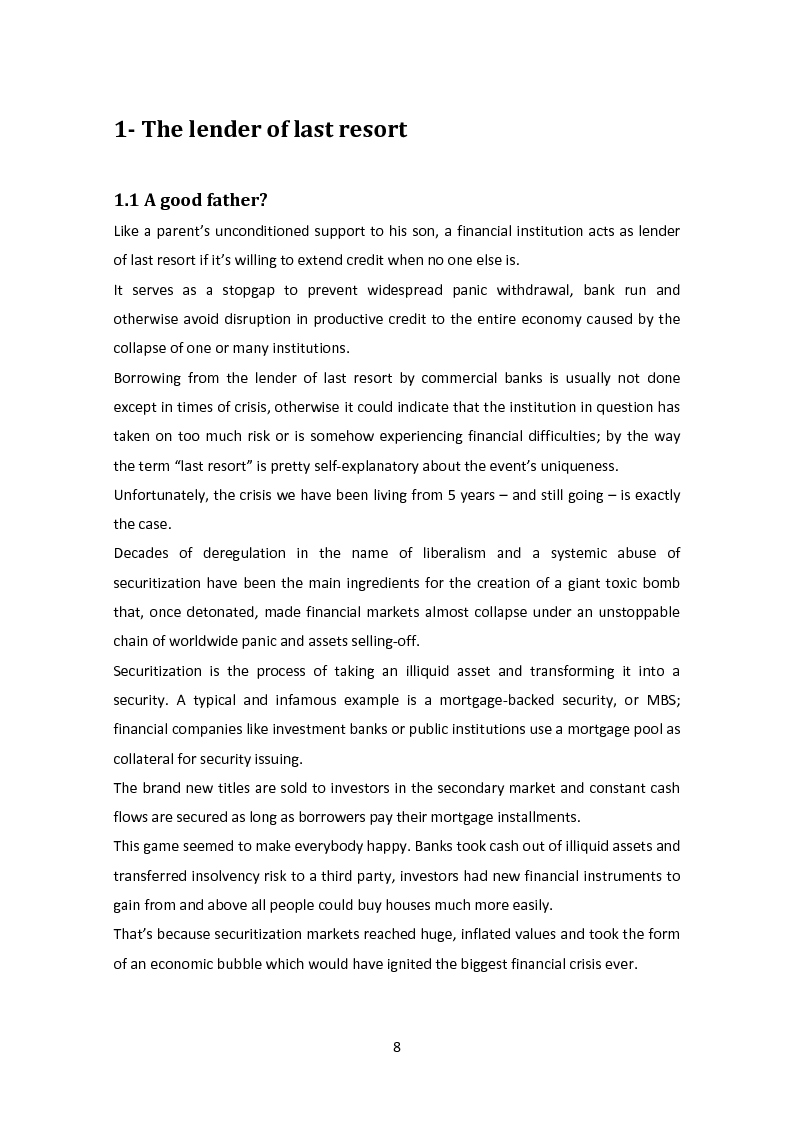 Anteprima della tesi: The Lender of Last Resort: Is There a Role for the ECB?, Pagina 5