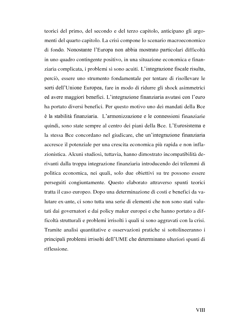 Anteprima della tesi: Le aree valutarie ottimali. Il caso UME: critiche ai criteri di Mundell, trilemmi europei di politica economica, Pagina 4