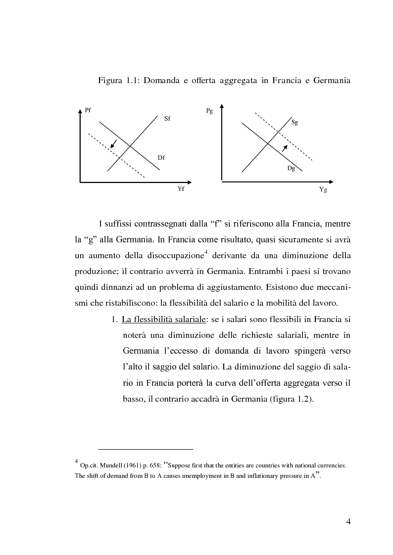 Anteprima della tesi: Le aree valutarie ottimali. Il caso UME: critiche ai criteri di Mundell, trilemmi europei di politica economica, Pagina 8