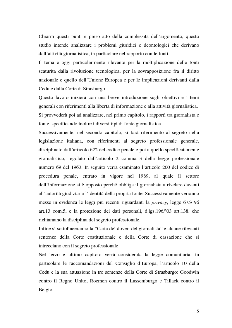 Anteprima della tesi: Il segreto professionale del giornalista: storia e casi di un diritto equivoco, Pagina 4