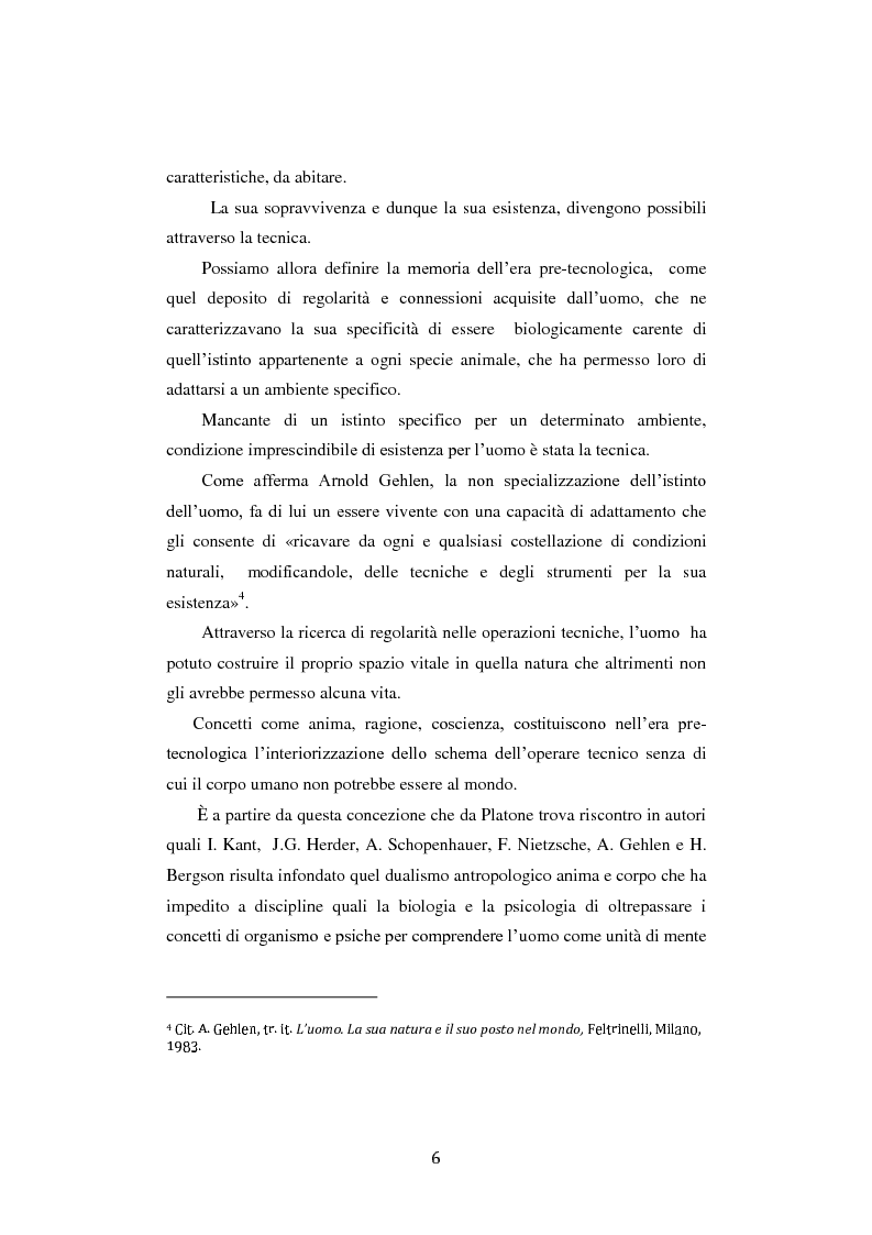 Anteprima della tesi: Fra ricordo e dimenticanza. Problemi e prospettive della corporeità nell'era della tecnica., Pagina 5