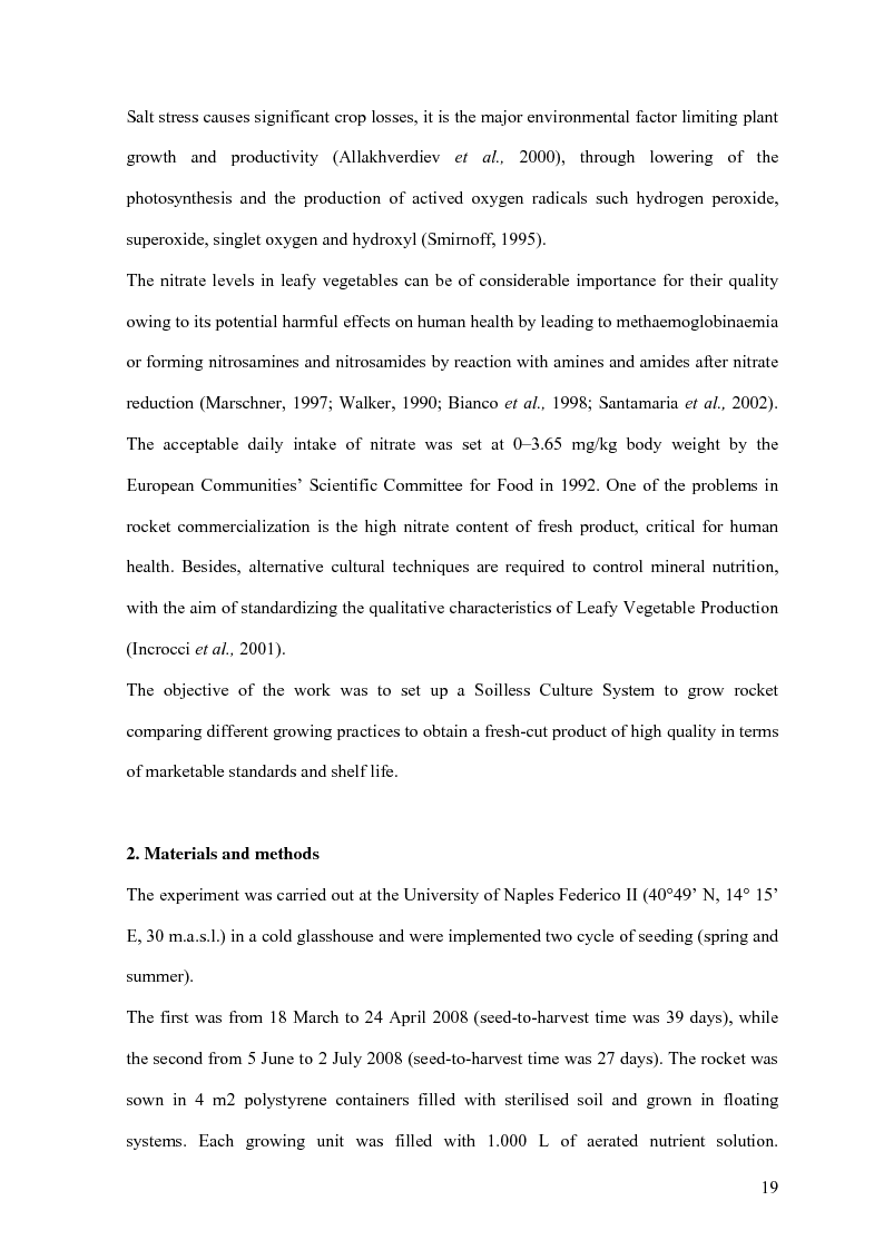 Anteprima della tesi: Yield and Quality of Green Leafy Vegetables in Postharvest, Pagina 5