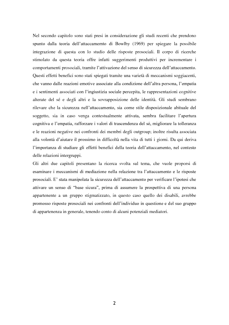 Anteprima della tesi: L'influenza dell'attaccamento su empatia, atteggiamenti e propensione all'aiuto, Pagina 3