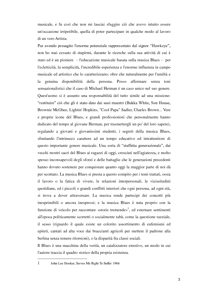 Anteprima della tesi:
“Blues in the Schools”
Il metodo di Michael “Hawkeye” Herman per l'insegnamento della musica Blues nelle scuole
, Pagina 3