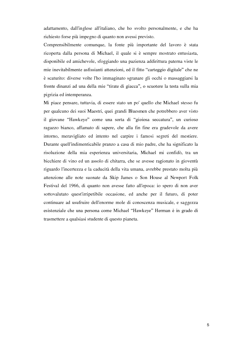 Anteprima della tesi:
“Blues in the Schools”
Il metodo di Michael “Hawkeye” Herman per l'insegnamento della musica Blues nelle scuole
, Pagina 5
