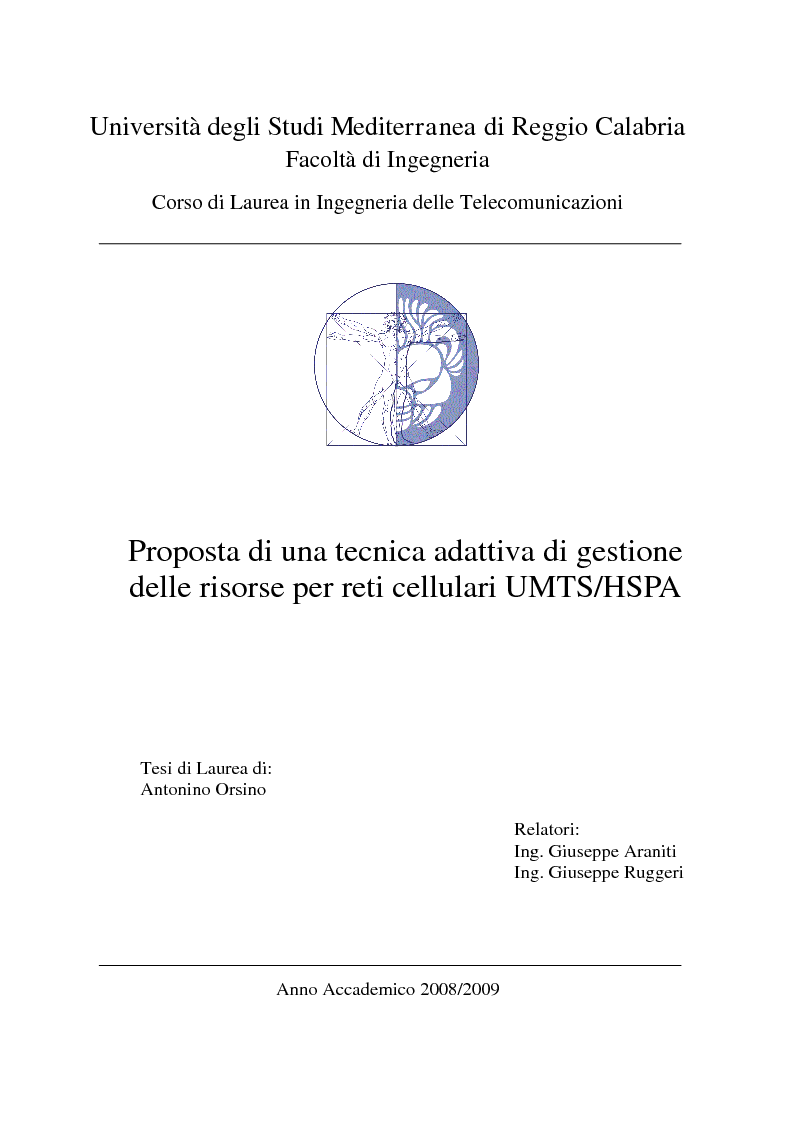 Anteprima della tesi: Proposta di una tecnica adattiva di gestione delle risorse per reti cellulari UMTS/HSPA, Pagina 1