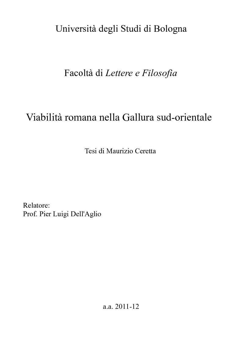 Anteprima della tesi: Viabilità romana nella Gallura sud-orientale, Pagina 1