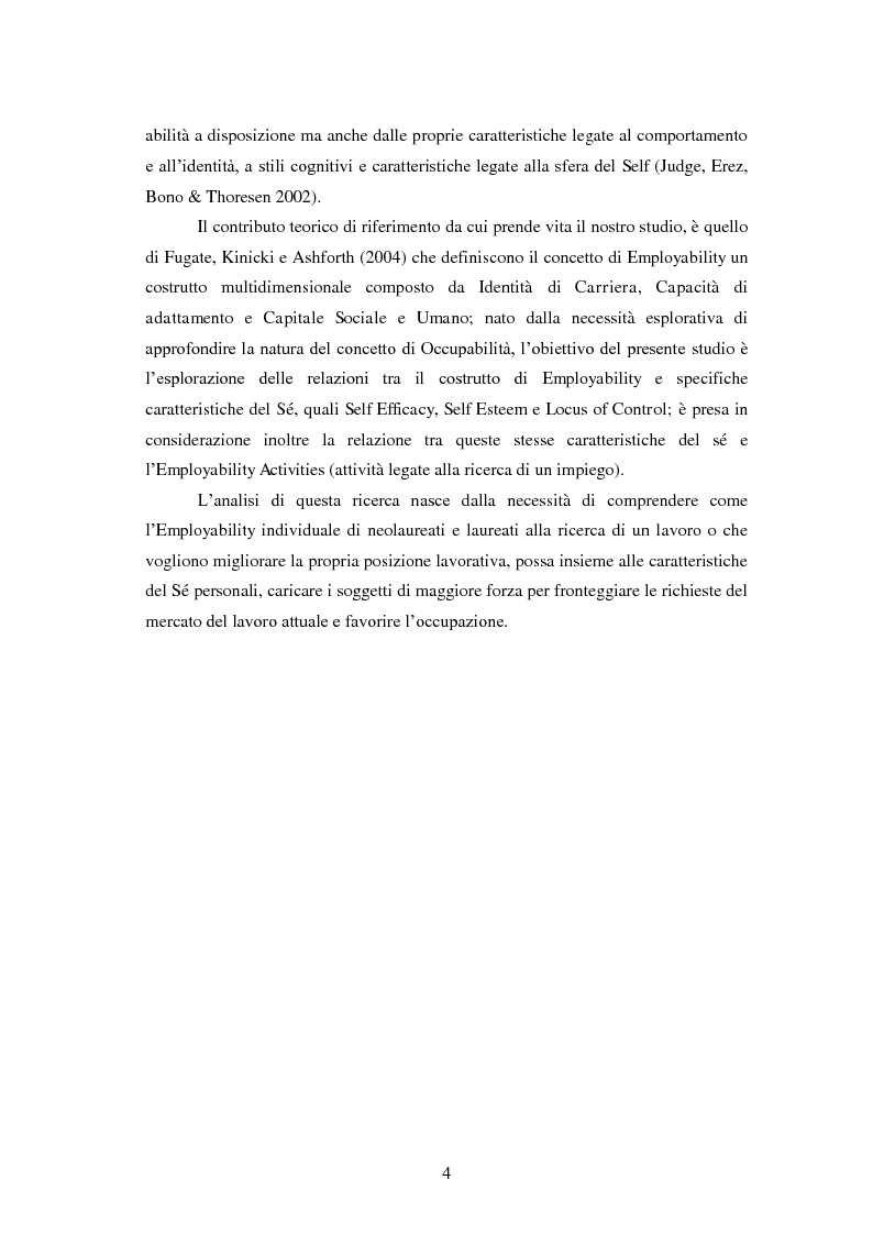 Anteprima della tesi: Employability: una risorsa individuale per l’occupazione. Uno studio esplorativo sulla relazione tra Employability e Caratteristiche del Sé., Pagina 3