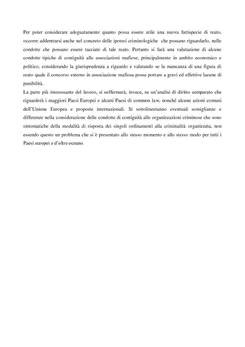 Anteprima della tesi: Il concorso esterno nell'associazione mafiosa: origini, ipotesi criminologiche e aspetti di attualità., Pagina 4