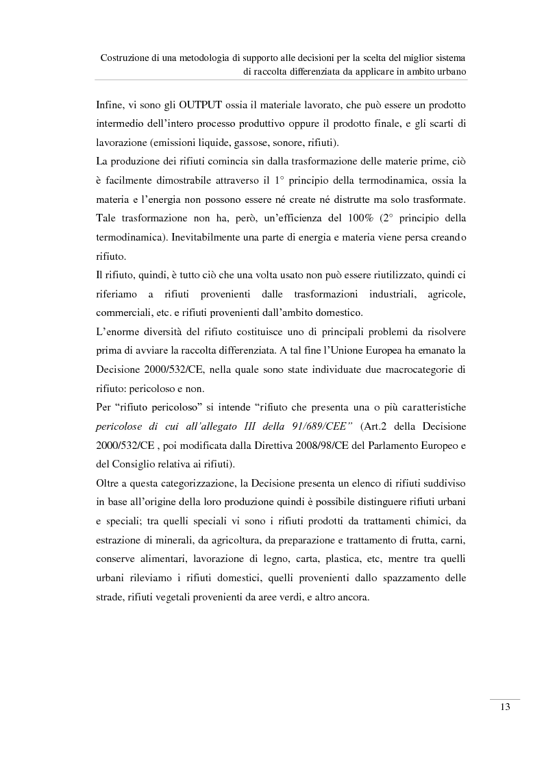 Anteprima della tesi: Costruzione di una metodologia di supporto alle decisioni per la scelta del miglior sistema di raccolta differenziata da applicare in ambito urbano, Pagina 14