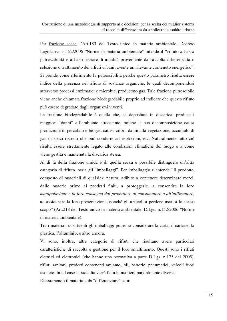 Anteprima della tesi: Costruzione di una metodologia di supporto alle decisioni per la scelta del miglior sistema di raccolta differenziata da applicare in ambito urbano, Pagina 16