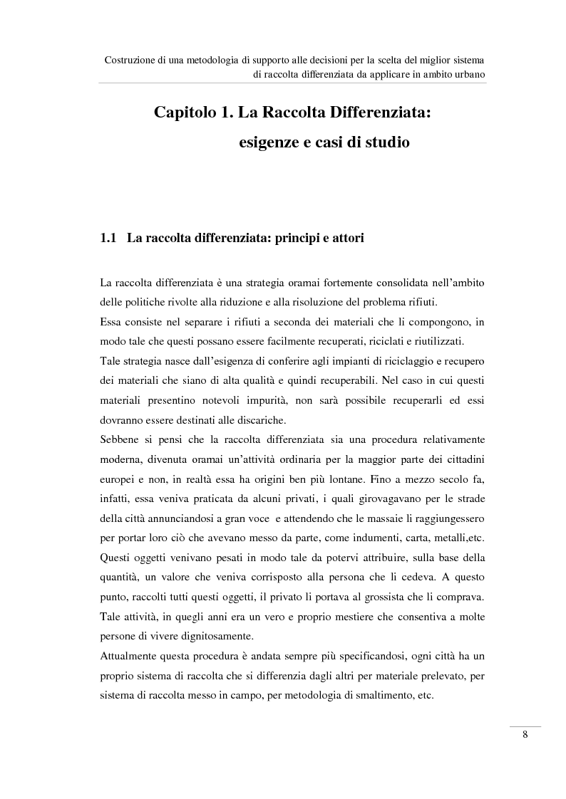 Anteprima della tesi: Costruzione di una metodologia di supporto alle decisioni per la scelta del miglior sistema di raccolta differenziata da applicare in ambito urbano, Pagina 9
