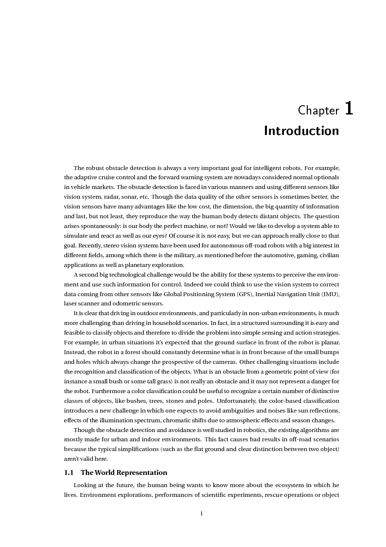 Anteprima della tesi: Stereo Vision Based Object Detection for Mobile Robots (Stereo Visione per il Riconoscimento di Oggetti nella Robotica Mobile), Pagina 3