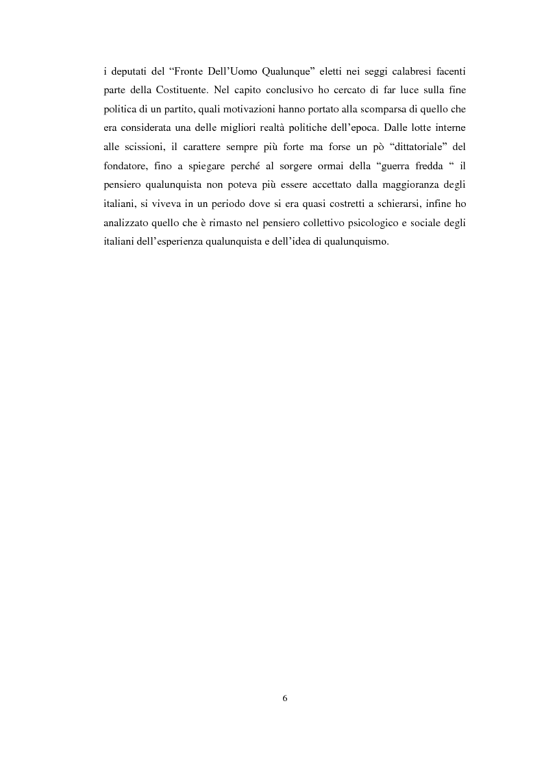 Anteprima della tesi: L’ "uomo qualunque" in Calabria, Pagina 4