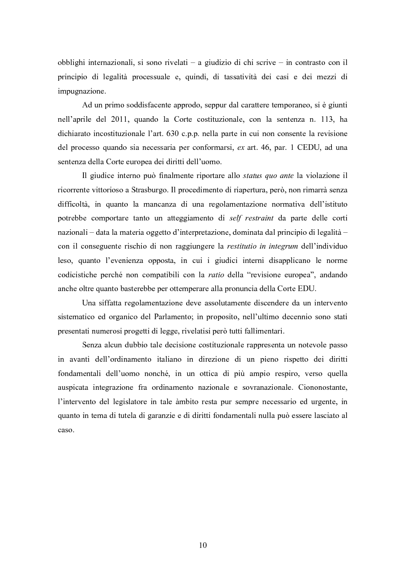 Anteprima della tesi: Ottemperanza alle sentenze della Corte europea dei diritti dell'uomo e processo penale
, Pagina 3