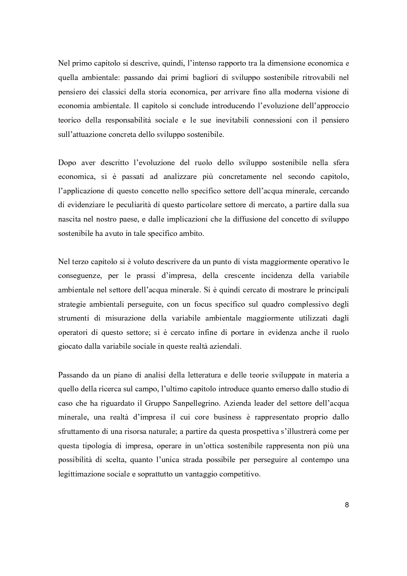 Anteprima della tesi: Lo sviluppo sostenibile nell’esperienza aziendale di Sanpellegrino, Pagina 3