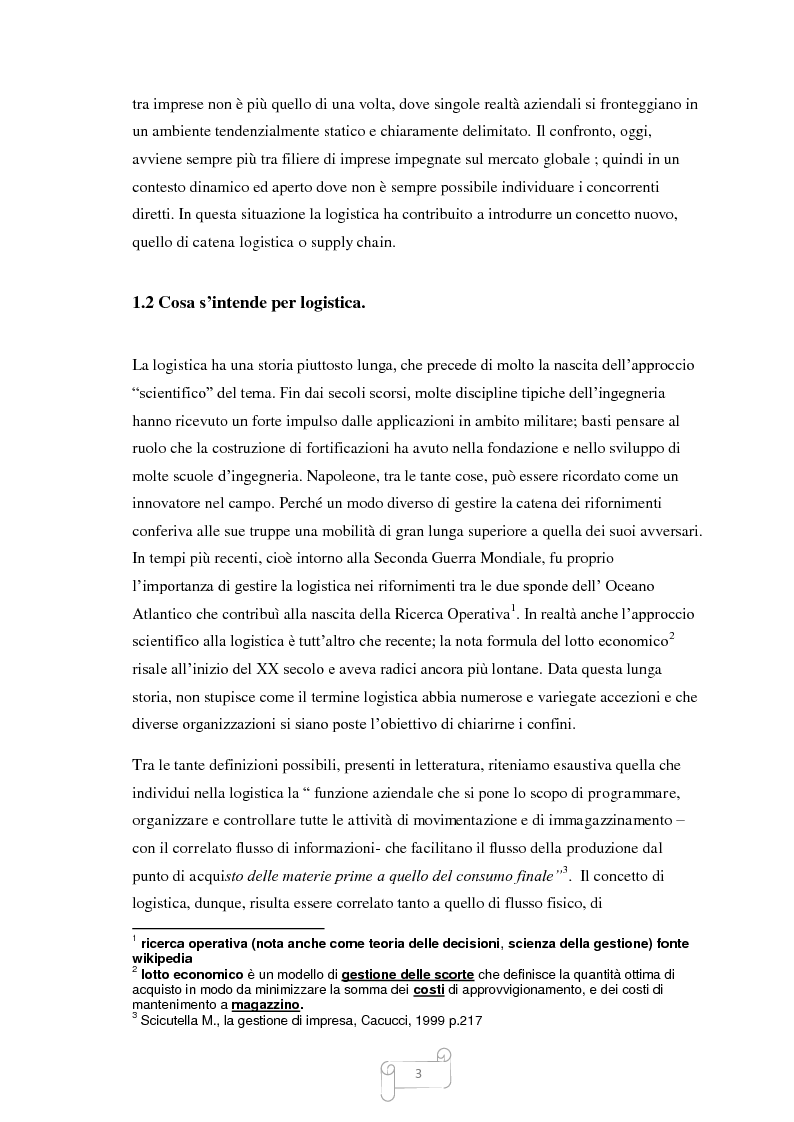 Anteprima della tesi: Un approccio integrato nella evoluzione della logistica: il caso Cellini S.P.A., Pagina 4