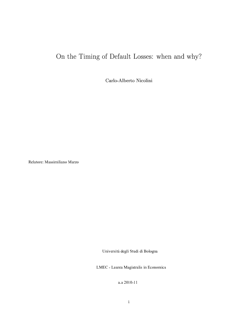 Anteprima della tesi: On the Timing of Default Losses: When and Why?, Pagina 1