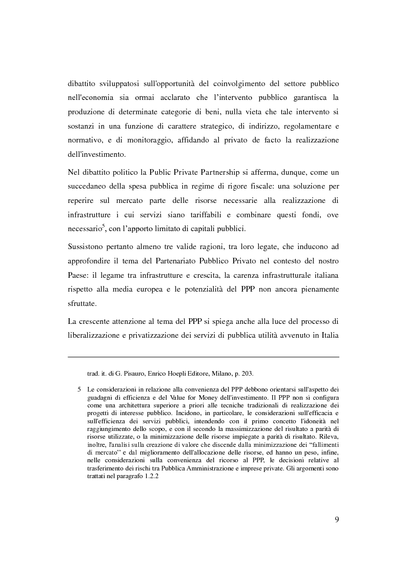 Anteprima della tesi: Il Partenariato Pubblico Privato in Italia: esiti, tendenze e prospettive, Pagina 5