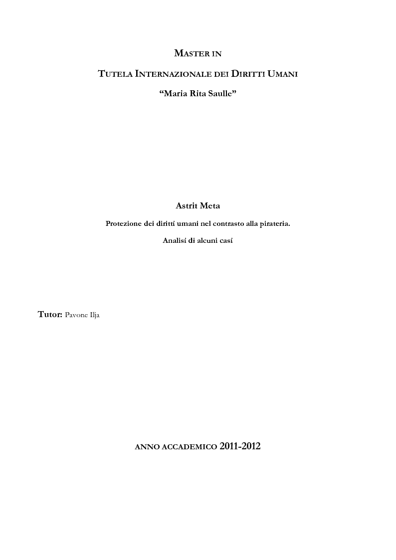 Anteprima della tesi: Pirateria e diritti umani, Pagina 1