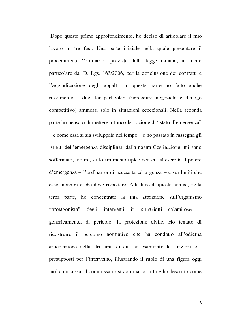 Anteprima della tesi: L'emergenza come deroga all'evidenza pubblica, Pagina 5