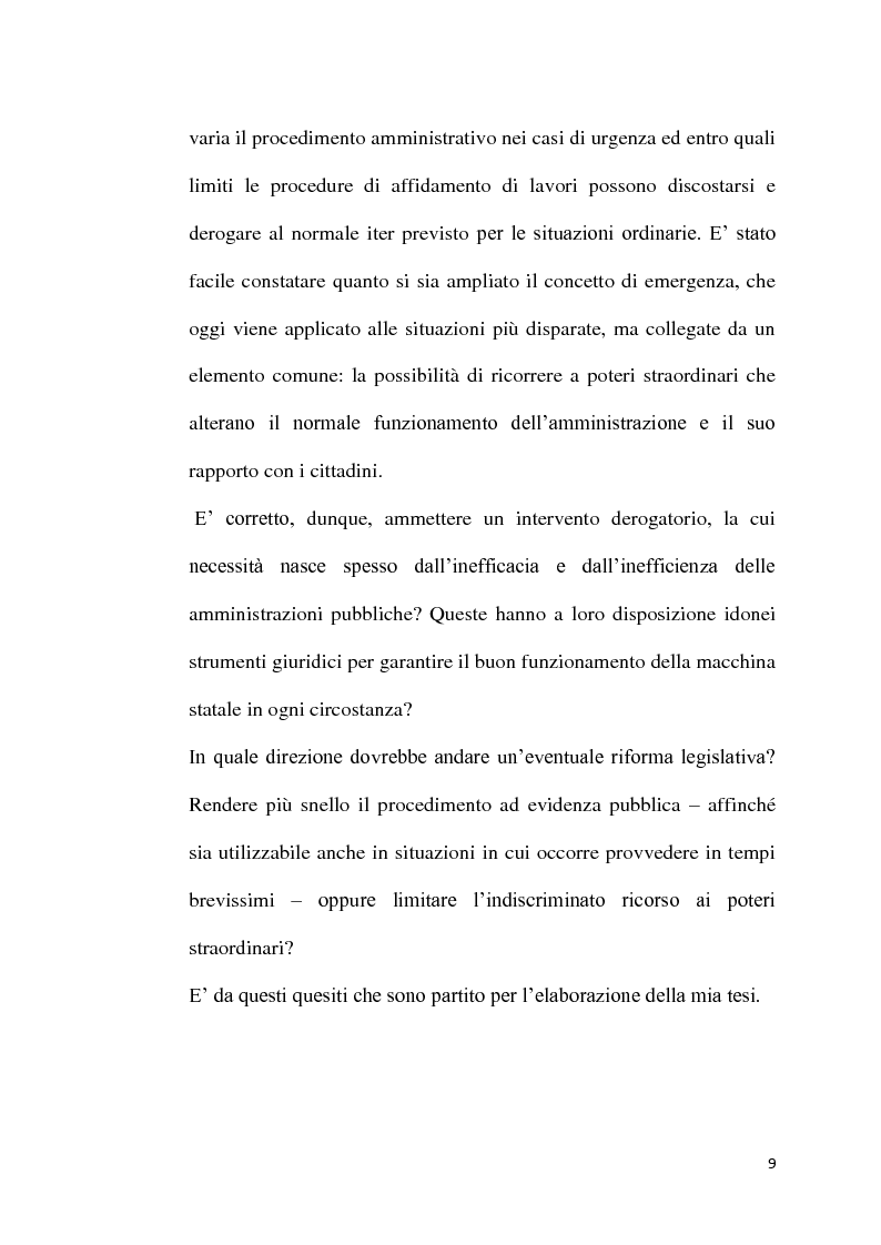 Anteprima della tesi: L'emergenza come deroga all'evidenza pubblica, Pagina 6