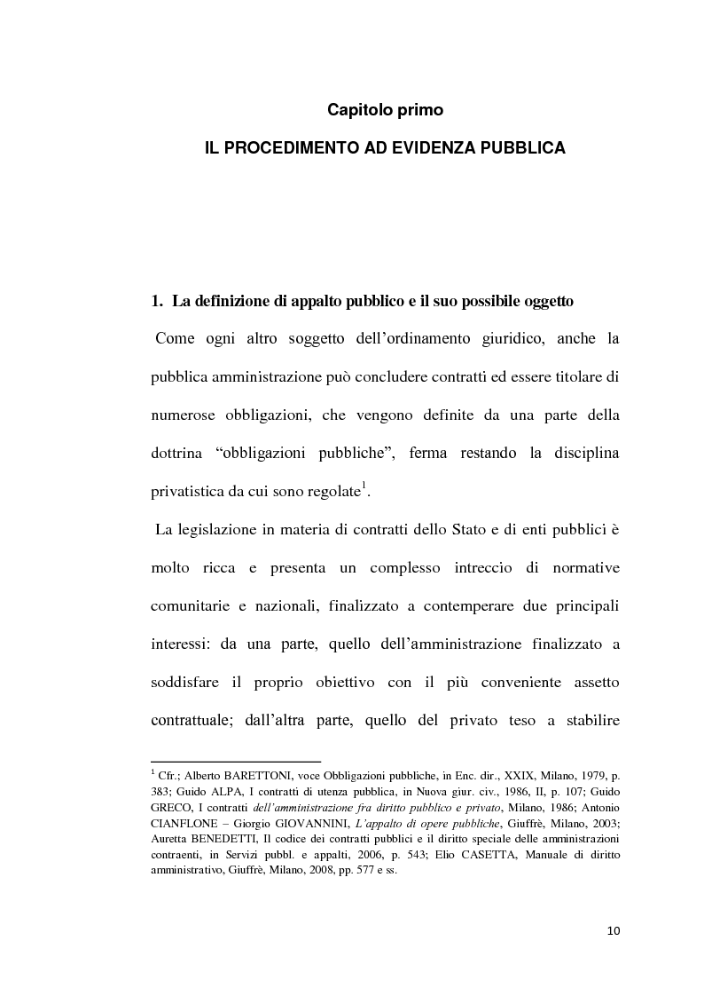 Anteprima della tesi: L'emergenza come deroga all'evidenza pubblica, Pagina 7