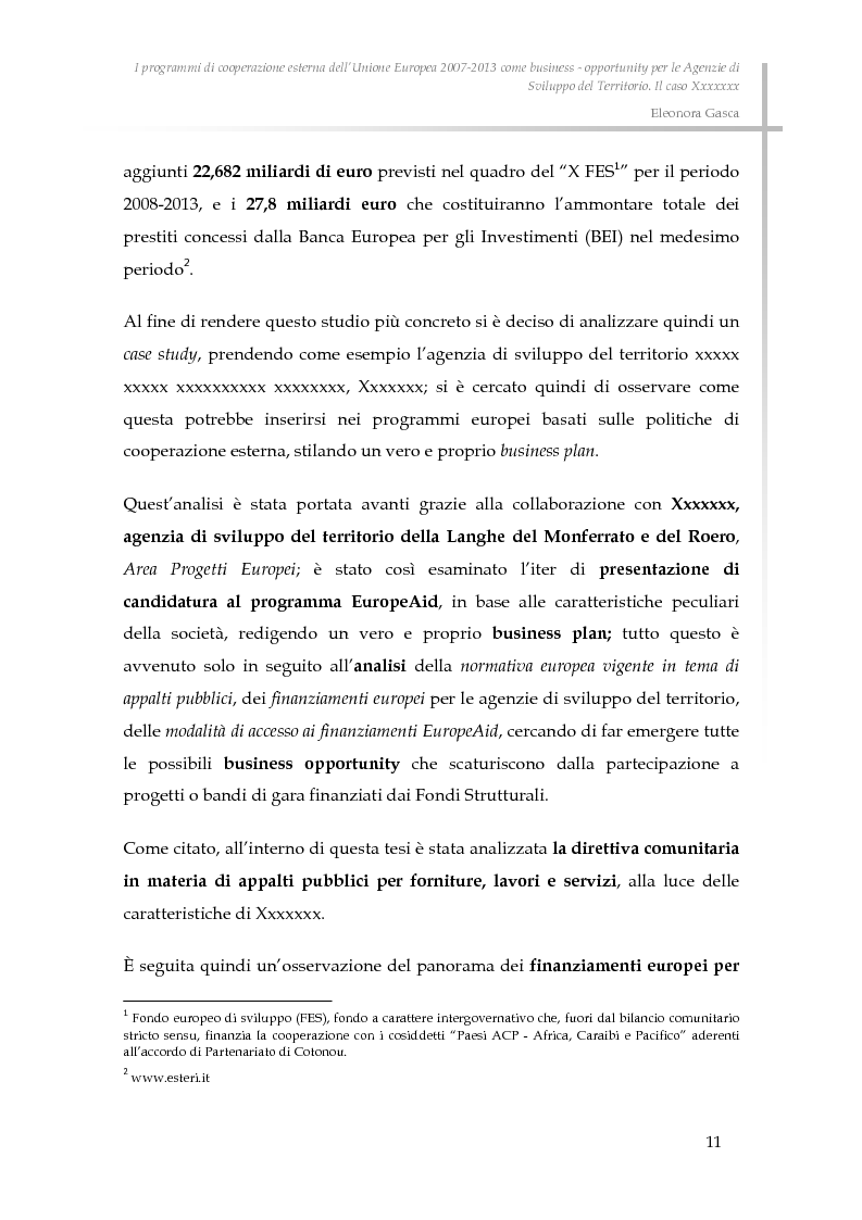 Anteprima della tesi: I programmi di cooperazione esterna dell’Unione Europea 2007-2013 come business - opportunity per le Agenzie di Sviluppo del Territorio., Pagina 3