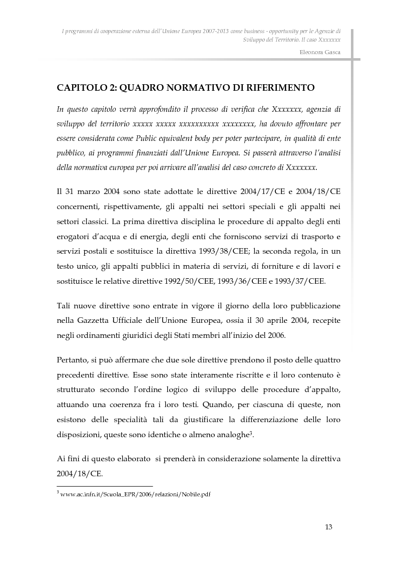 Anteprima della tesi: I programmi di cooperazione esterna dell’Unione Europea 2007-2013 come business - opportunity per le Agenzie di Sviluppo del Territorio., Pagina 5