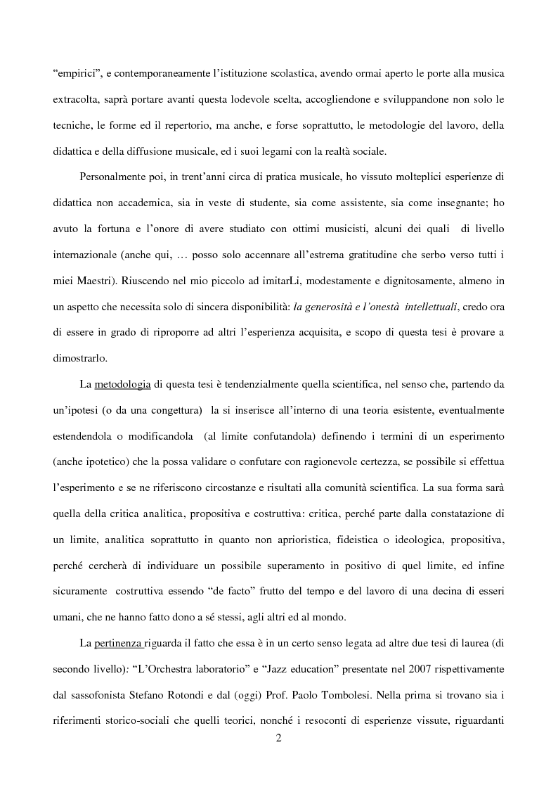 Anteprima della tesi: Il laboratorio di improvvisazione nella didattica jazzistica. Alcune riflessioni ed un'esperienza pratica, Pagina 3