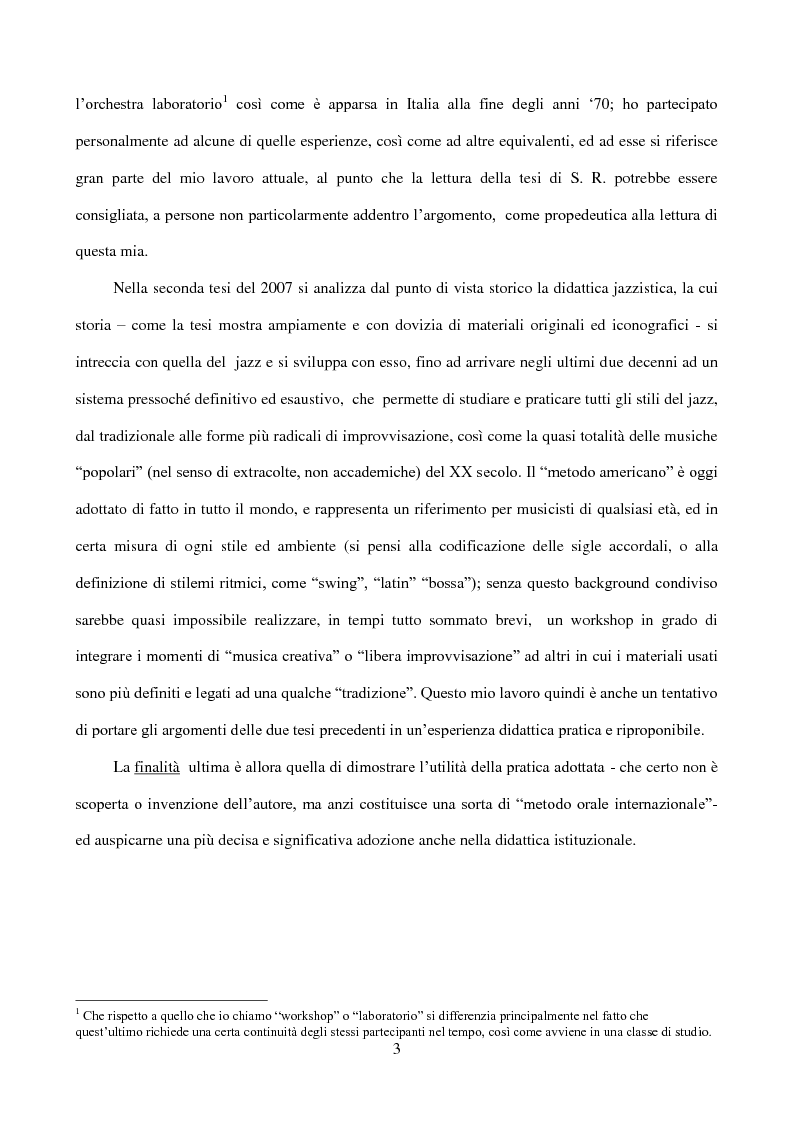 Anteprima della tesi: Il laboratorio di improvvisazione nella didattica jazzistica. Alcune riflessioni ed un'esperienza pratica, Pagina 4