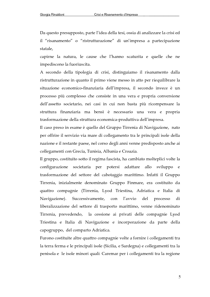 Anteprima della tesi: La Tirrenia di Navigazione S.p.A. : un caso di crisi, Pagina 3