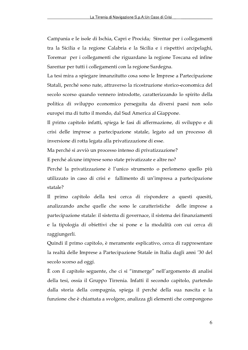 Anteprima della tesi: La Tirrenia di Navigazione S.p.A. : un caso di crisi, Pagina 4