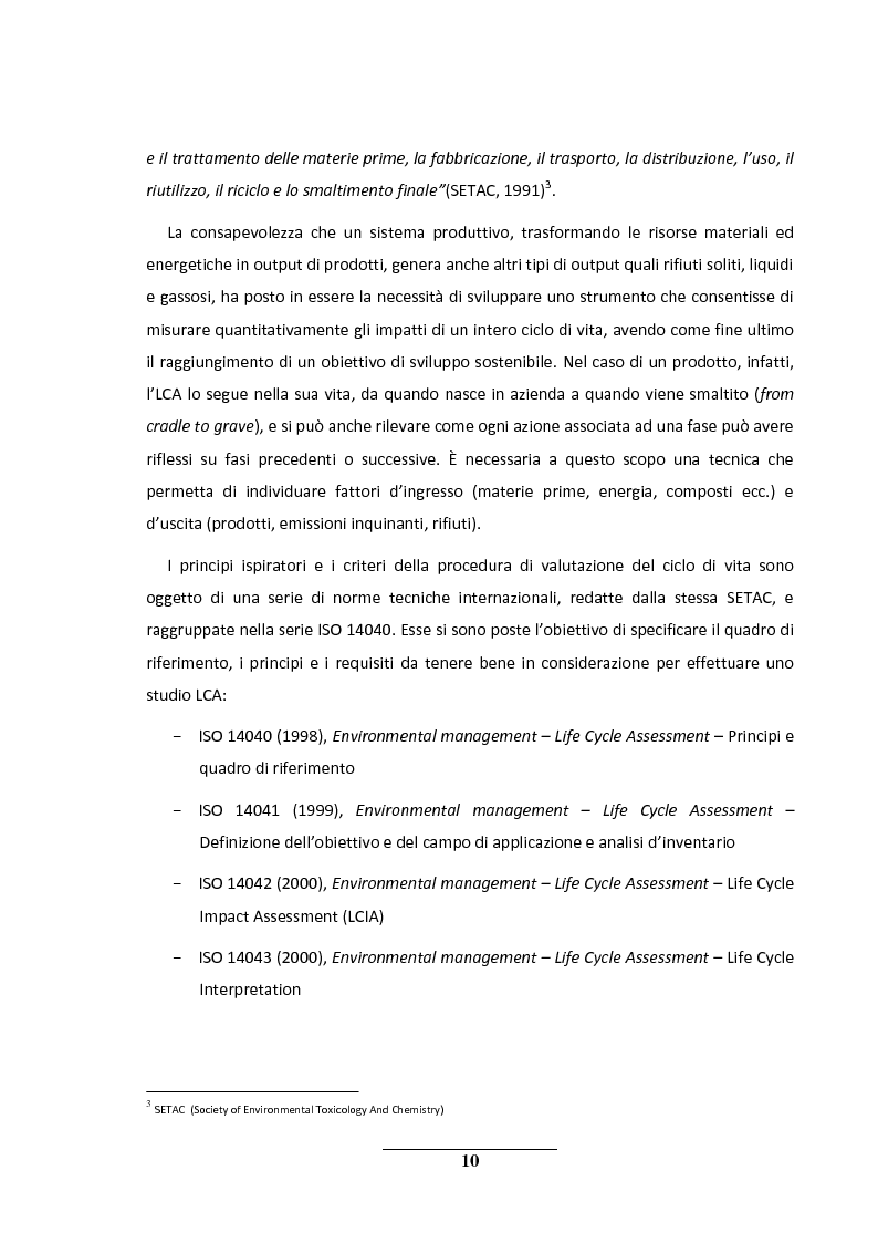 Anteprima della tesi: La metodologia LCA (Life Cycle Analysis). Sfide e potenzialità per il futuro., Pagina 6