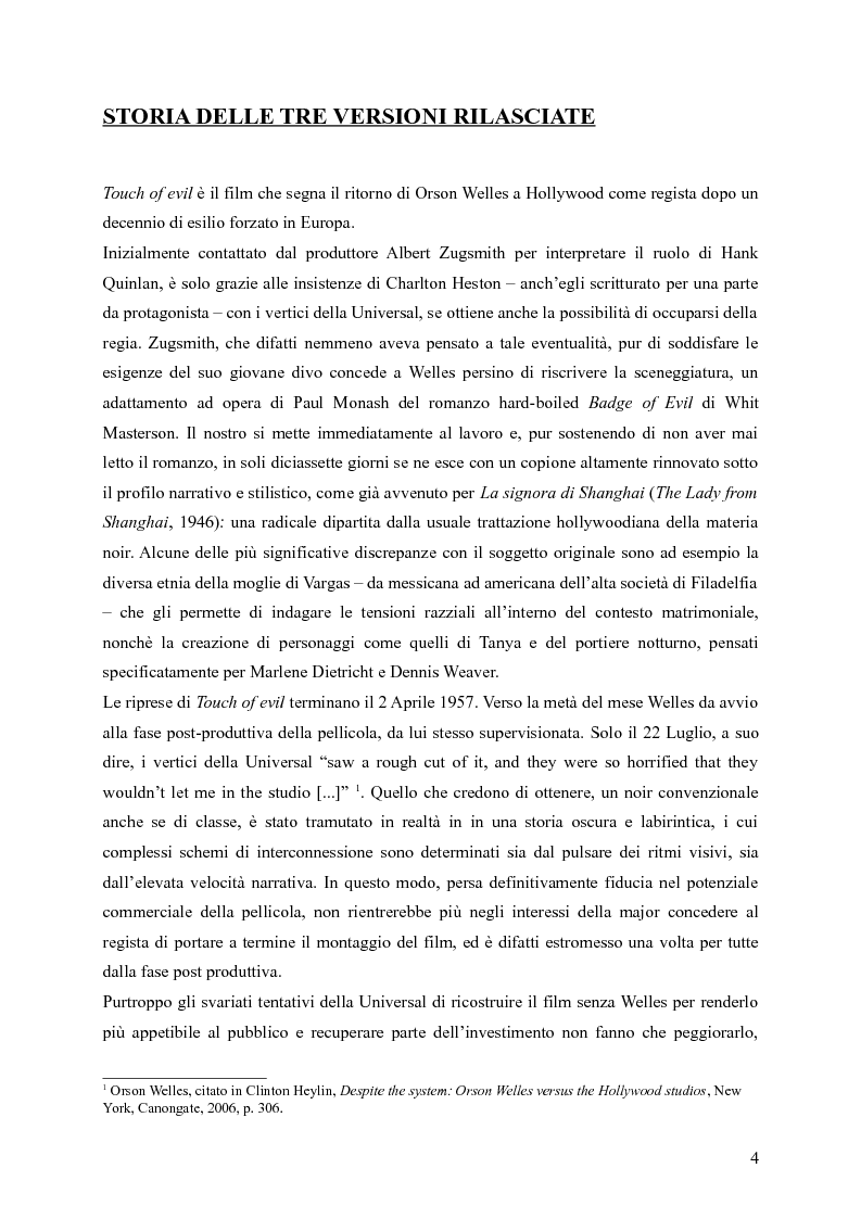 Anteprima della tesi: Touches of Evil: due versioni a confronto de L'Infernale Quinlan di Orson Welles, Pagina 4