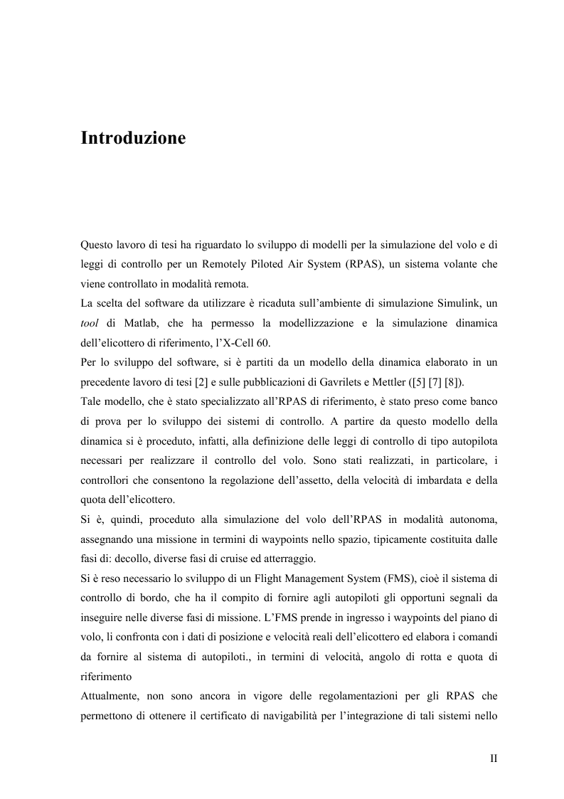 Anteprima della tesi: Modelli di simulazione dinamica, leggi di controllo e strategie di Sense and Avoid per un Remotely Piloted Air System (RPAS), Pagina 3