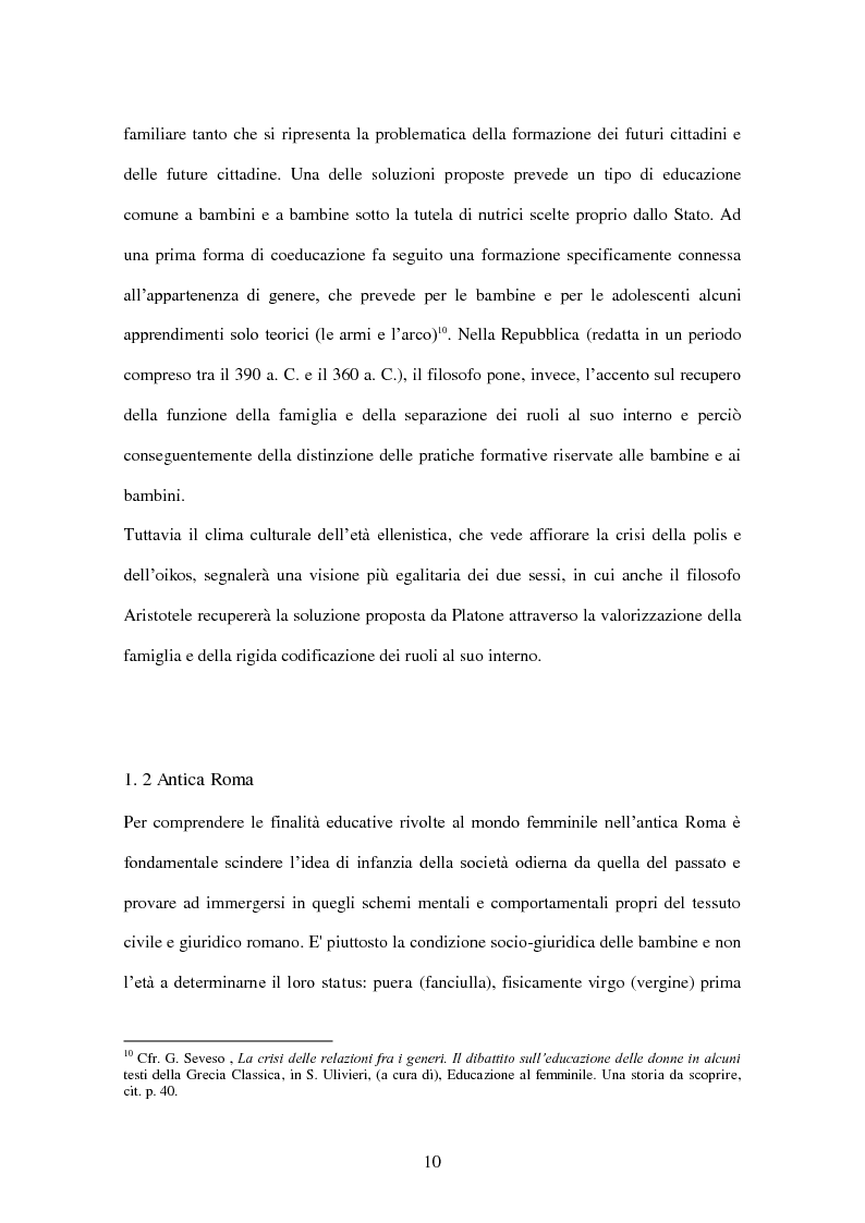 Anteprima della tesi: ''Educate al Silenzio''. Sguardo storico-pedagogico sull'educazione delle bambine per la promozione di una cultura delle pari opportunità, Pagina 8