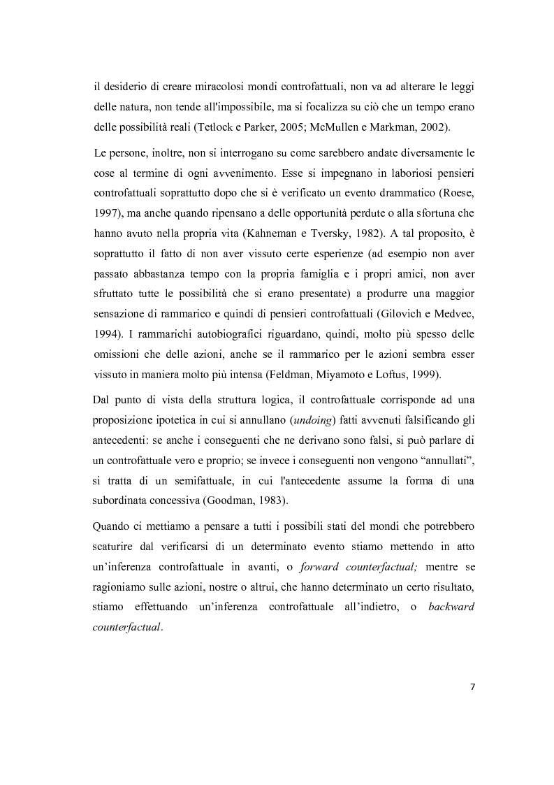 Anteprima della tesi: Il pensiero controfattuale: come controllabilità e moralità influenzano la creazione di alternative alla realtà, Pagina 6