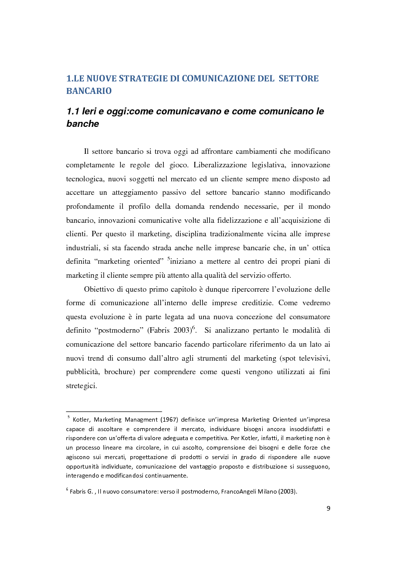 Anteprima della tesi: Le Nuove Strategie di Marketing e Comunicazione nel settore Bancario, Pagina 5
