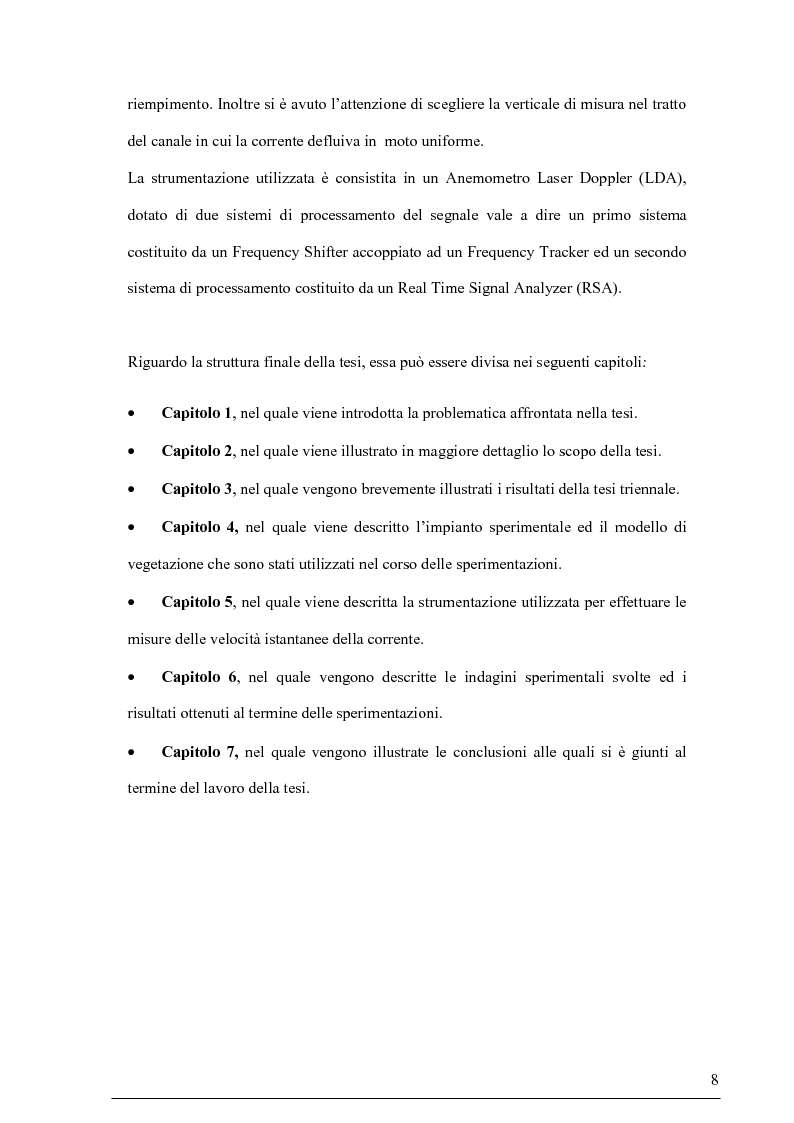 Anteprima della tesi: Misure su canali vegetati: taratura di un nuovo sistema di misura delle velocità istantanee e primi risultati, Pagina 7