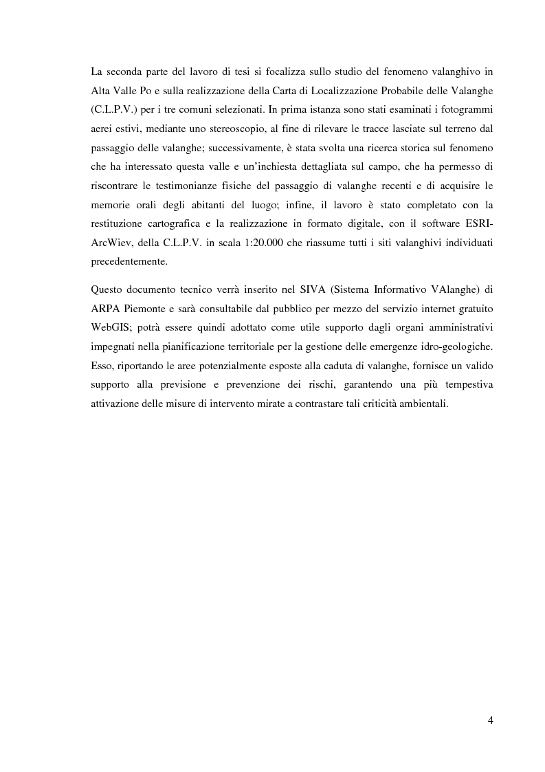 Anteprima della tesi: Caratterizzazione climatica e analisi del fenomeno valanghivo in Alta Valle Po attraverso la realizzazione della Carta di Localizzazione Probabile delle Valanghe, Pagina 5