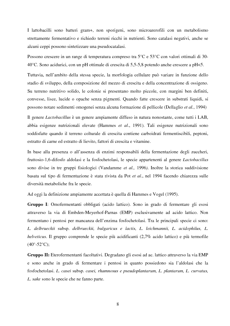Anteprima della tesi: Valutazione del potenziale probiotico di ceppi di Lactobacillus isolati da Parmigiano-reggiano mediante screening sottrattivo, Pagina 9
