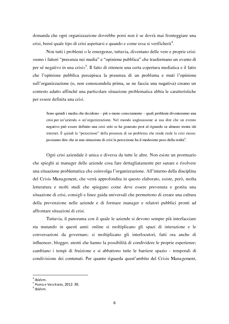 Anteprima della tesi: Prevedere per prevenire. Crisis Management: l'importanza delle fasi di ascolto e monitoraggio e il ruolo del web, Pagina 3