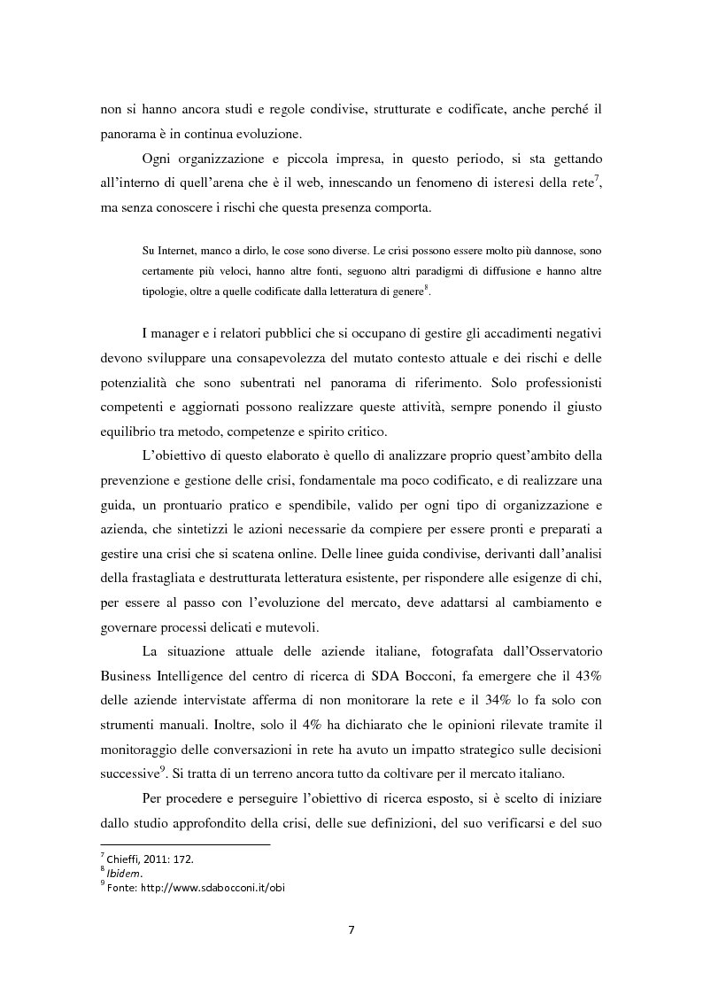 Anteprima della tesi: Prevedere per prevenire. Crisis Management: l'importanza delle fasi di ascolto e monitoraggio e il ruolo del web, Pagina 4