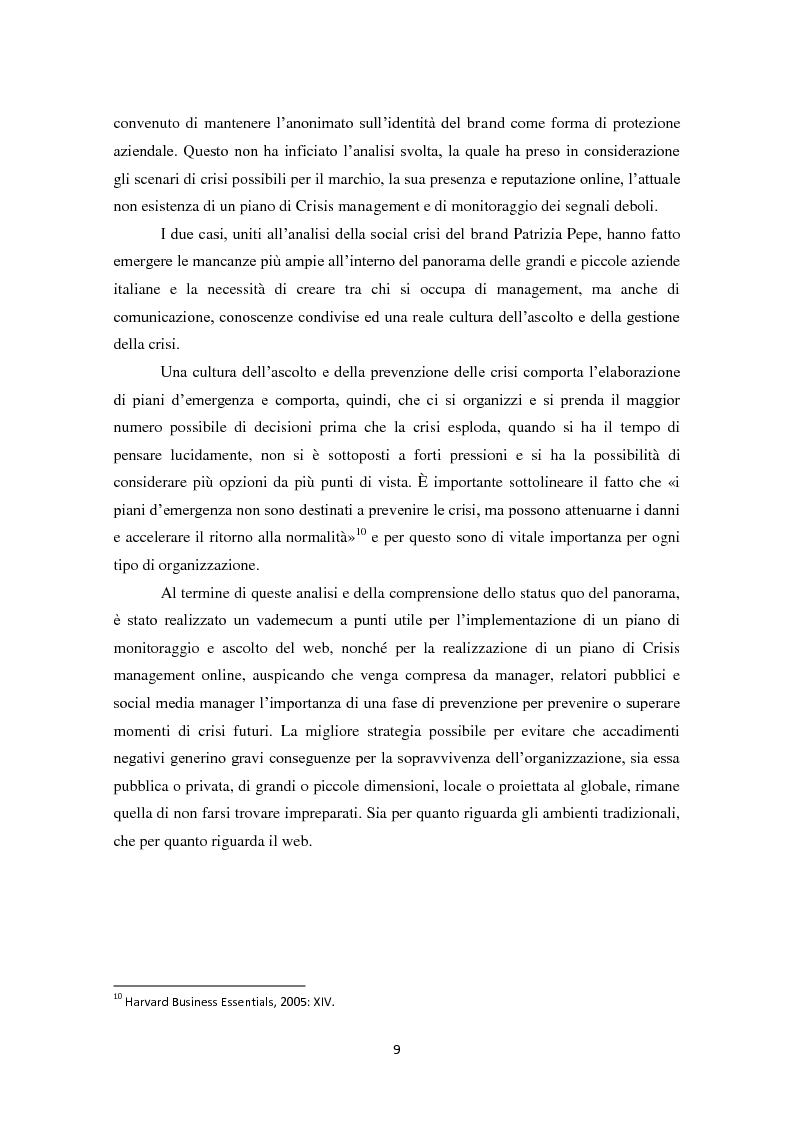 Anteprima della tesi: Prevedere per prevenire. Crisis Management: l'importanza delle fasi di ascolto e monitoraggio e il ruolo del web, Pagina 6