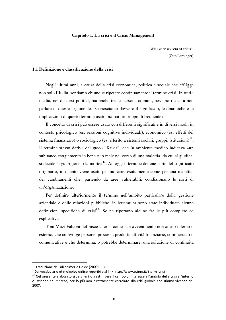 Anteprima della tesi: Prevedere per prevenire. Crisis Management: l'importanza delle fasi di ascolto e monitoraggio e il ruolo del web, Pagina 7