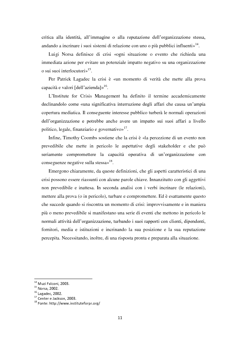 Anteprima della tesi: Prevedere per prevenire. Crisis Management: l'importanza delle fasi di ascolto e monitoraggio e il ruolo del web, Pagina 8