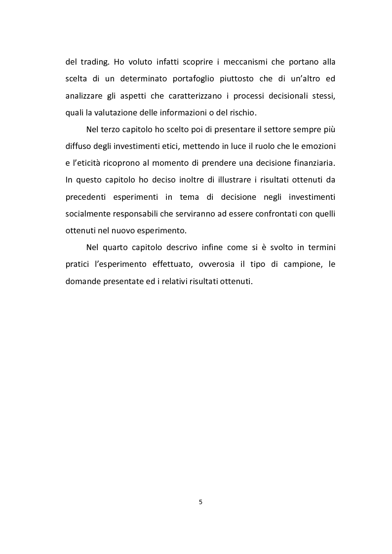 Anteprima della tesi: Finanza comportamentale: emozione, distorsioni cognitive e investimenti etici, Pagina 3