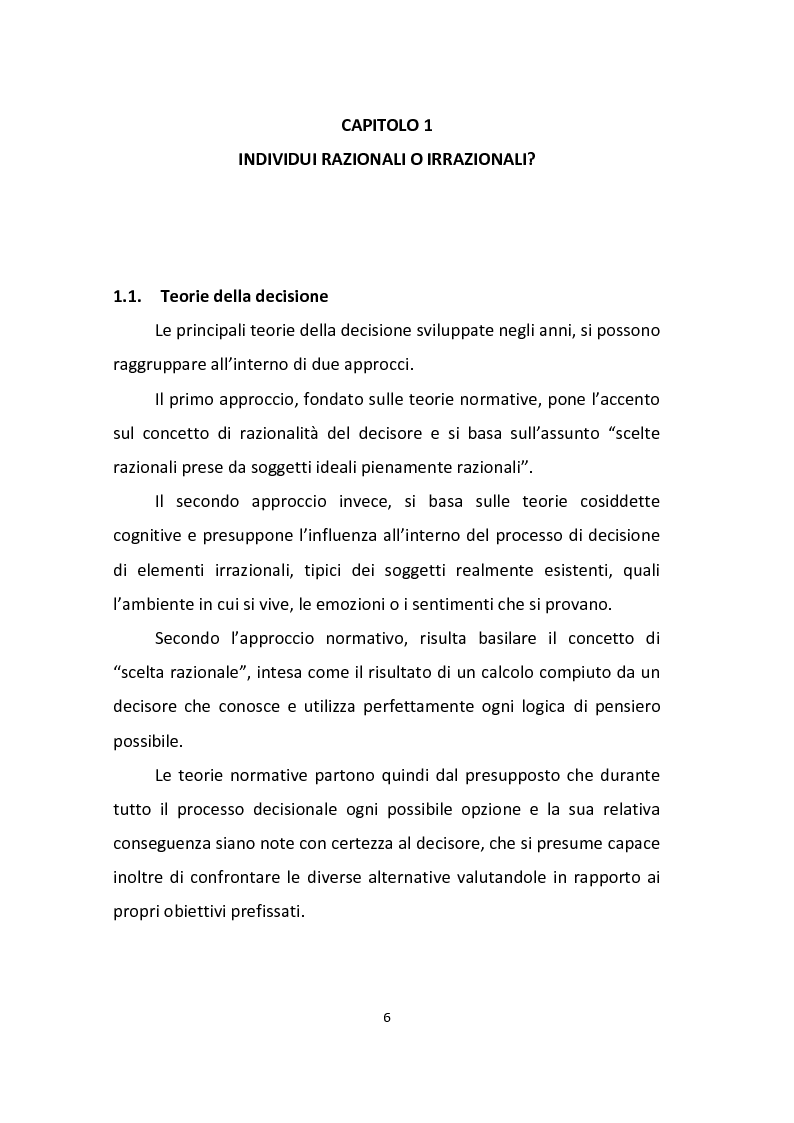 Anteprima della tesi: Finanza comportamentale: emozione, distorsioni cognitive e investimenti etici, Pagina 4